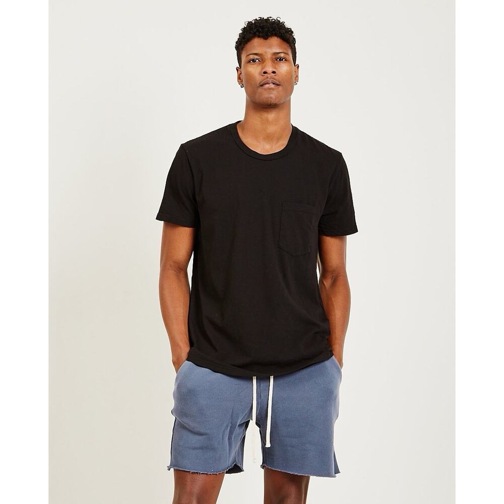 LES TIEN HEAVY COTTON CLASSIC POCKET TEE MENS SHORT SLEEVES BLACK CREW NECK SZ L